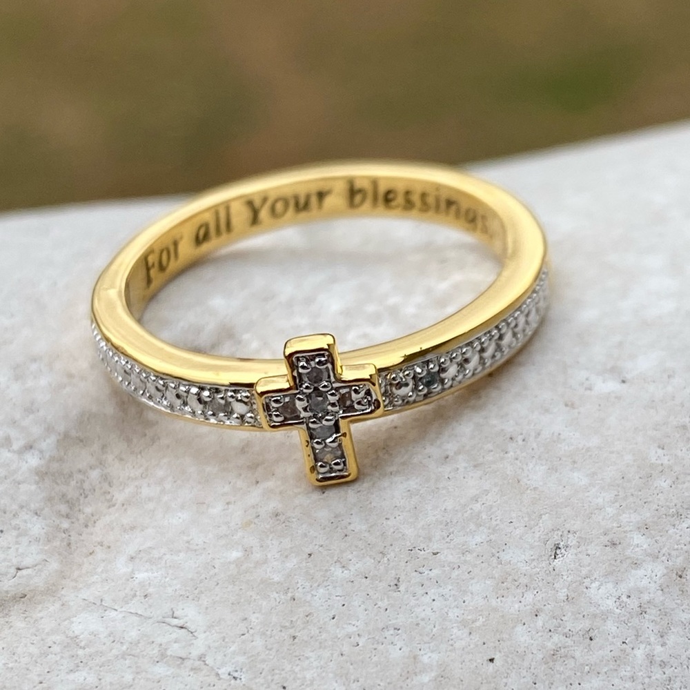 Danbury Mint Stackable Diamond Ring Set Cross Tri… - image 7